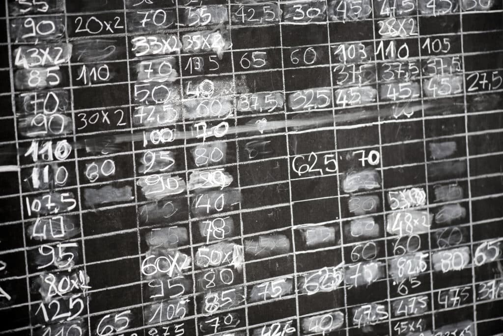 grungy blackboard with columns of numbers 2021 08 26 22 34 25 utc